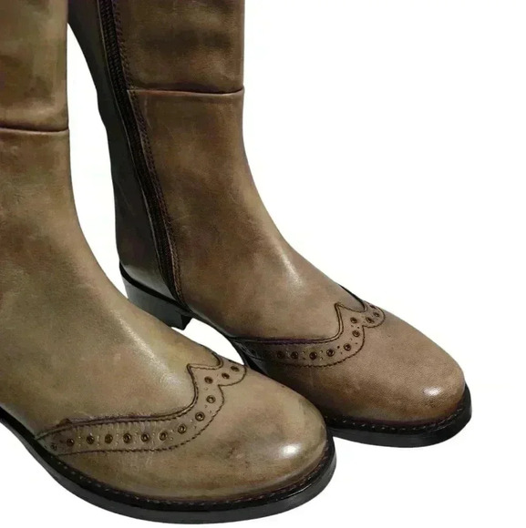 NICO NERINI Vero Cuoio Brown Leather Zip Up Riding Boots Size 38 US 8 - Picture 4 of 14